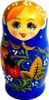 A single Matryoshka doll with a blue body and floral decorations. Produktbild-Vorschau