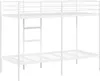 A white metal bunk bed frame with a ladder, shown from a front-side angle against a white background. Produktbild-Vorschau
