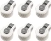Six white and gray bed sheet clips arranged in two rows of three. Produktbild-Vorschau