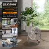 A fan is shown in a room setting with different room examples. Podgląd zdjęcia produktu