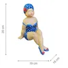 Gartenfigur mollige Badenixe Figur sitzend blau mit weißen Produktbild-Vorschau 4