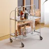 Edelstahl Servierwagen 2 Ebenen 68×40×80 cm – Rollwagen Produktbild-Vorschau 5