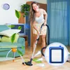 A woman is vacuuming a living room, with leaves and a filter shown as part of the cleaning process. Produktbild-Vorschau