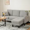 L-förmiges Ecksofa mit Chaiselongue, 3-Sitzer-Leinensofa Produktbild-Vorschau 8