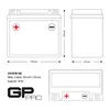 Diagrams and specifications for a battery. Anteprima dell’immagine prodotto