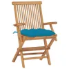Gartenstühle mit Hellblauen Kissen 2 Stk. Massivholz Teak , Produktbild-Vorschau 2