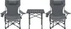 Two gray camping chairs and a gray folding table are shown against a white background. Náhled obrázku produktu