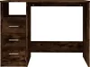 A dark brown wooden desk with three drawers on the left side and a large white blank space on the right. Anteprima dell’immagine prodotto