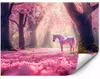 Fototapete Für Die Wand Einhorn im rosa Blumenwald für Produktbild-Vorschau 1
