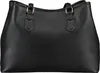 A black tote bag is shown from the front against a white background. Produktbild-Vorschau