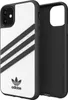 A black and white Adidas phone case for an iPhone 11 is shown from a diagonal angle, with the inside of the case visible. Anteprima dell’immagine prodotto
