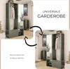 Armoire Milo avec miroir, étagères et tringle à vêtements, Voir les images du produit 6