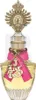 A perfume bottle with a decorative gold cap and a pink ribbon with charms. Podgląd zdjęcia produktu