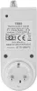 A white electrical plug-in thermostat socket with product information printed on it. Anteprima dell’immagine prodotto