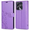 A purple flip case for a smartphone is shown from two angles. Produktbild-Vorschau