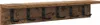A wooden shelf with six black hooks attached to the front. Podgląd zdjęcia produktu