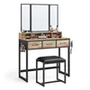 A vanity set with a tri-fold mirror and stool, displayed against a white background. Náhľad obrázku produktu