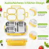 Bento Lunchbox, Edelstahl Brotdose mit 3 Fächern & dichtem Produktbild-Vorschau 3