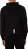 A person wearing a black hoodie and pants, viewed from the back. Produktbild-Vorschau