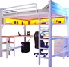 Hochbett mit Schreibtisch, Lattenrost, Regal, LED, Produktbild-Vorschau 1