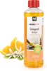 A bottle of orange oil cleaner with oranges and blossoms next to it. Produktbild-Vorschau