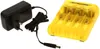 A black power adapter and a yellow battery charger are shown against a white background. Produktbild-Vorschau