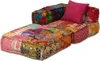 Pouf modulare di design a 2 posti in tessuto patchwork - Anteprima dell’immagine prodotto 4