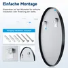 The image shows the back of a round mirror with hanging hardware and installation instructions. Náhľad obrázku produktu