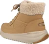A single brown Skechers boot with a beige fuzzy lining is shown from the side. Voir les images du produit