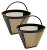 2 Stück goldene Kaffeefilter aus Edelstahl 304, 10 cm, 100 Produktbild-Vorschau 1