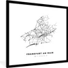 MuchoWow® Gerahmtes Poster Stadtplan - Schwarz-weiß - Karte Produktbild-Vorschau 1