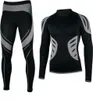 A black and gray thermal underwear set, consisting of a long-sleeved shirt and leggings, is displayed against a white background. Produktbild-Vorschau