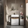 A modern bathroom with a vanity, sink, shower, and accessories. Produktbild-Vorschau