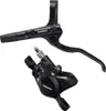 A black bicycle brake lever and caliper are shown against a white background. Produktbild-Vorschau
