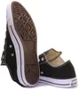 A pair of black Converse All Star Core low-top sneakers shown from a side and bottom view. Voir les images du produit