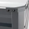 A close-up view of the corner of a raised garden bed, showing the metal construction and screws. Produktbild-Vorschau