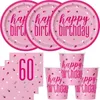 60. Geburtstag Partyset Einweggeschirr rosa pink 48 tlg. Produktbild-Vorschau 1