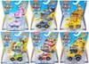 A collage of six different Paw Patrol True Metal toy vehicle packages, each featuring a character and their vehicle. Produktbild-Vorschau