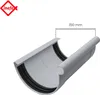A 3D rendering of a gray PVC gutter connector with a measurement indicator. Produktbild-Vorschau