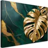 Leinwandbild Monstera-Goldblatt auf grünem Produktbild-Vorschau 1