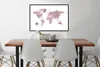 MuchoWow® MuchoWow® Gerahmtes Poster Weltkarte - Rosa - Produktbild-Vorschau 3