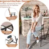 A woman is sitting on a patio chair next to a stone counter with drinks. Produktbild-Vorschau