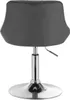 A close-up view of the back of a gray bar stool with a chrome base and adjustable height mechanism. Náhľad obrázku produktu