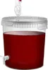 A transparent fermentation bucket filled with red liquid, equipped with a spigot and an airlock. Anteprima dell’immagine prodotto