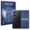 A product shot featuring a smartphone screen protector packaging and a smartphone with screen protectors applied. Produktbild-Vorschau