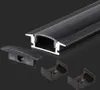 2m Schwarze LED Aluprofil Alu Schiene T Profil Kanal System Produktbild-Vorschau 2