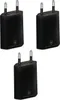 Three black USB power adapters are arranged in a staggered formation against a white background. Produktbild-Vorschau