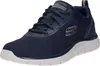 A single blue Skechers sneaker is shown from a diagonal angle against a white background. Produktbild-Vorschau