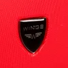 A close-up of a red suitcase with a black and silver logo. Produktbild-Vorschau