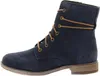 A single blue suede boot with brown laces is shown against a white background. Podgląd zdjęcia produktu